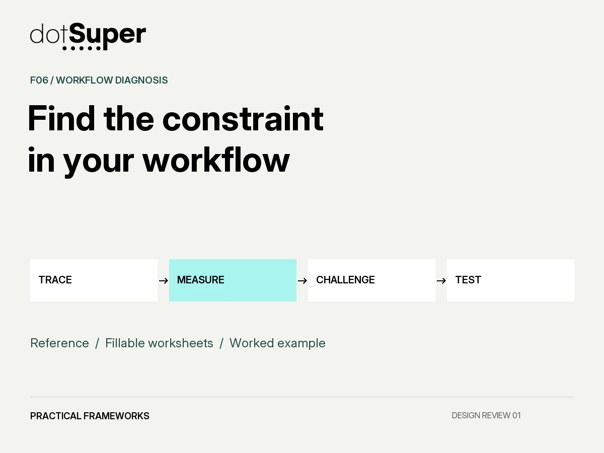 Workflow Diagnosis reference and practical worksheet pack.