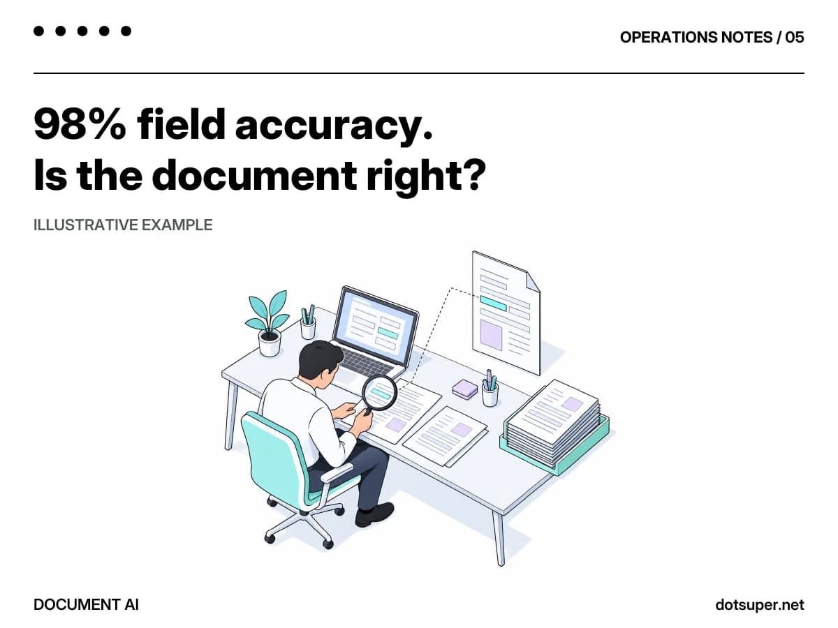 Preview of the dotSuper infographic: 98% field accuracy. Is the document right?