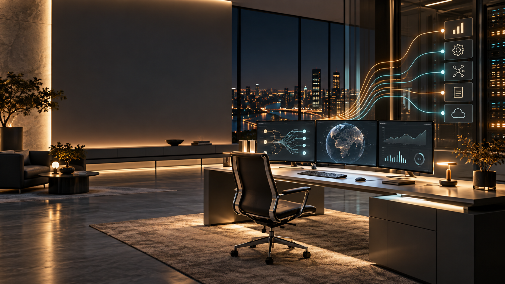 An autonomous digital operations workstation coordinating several business task streams overnight