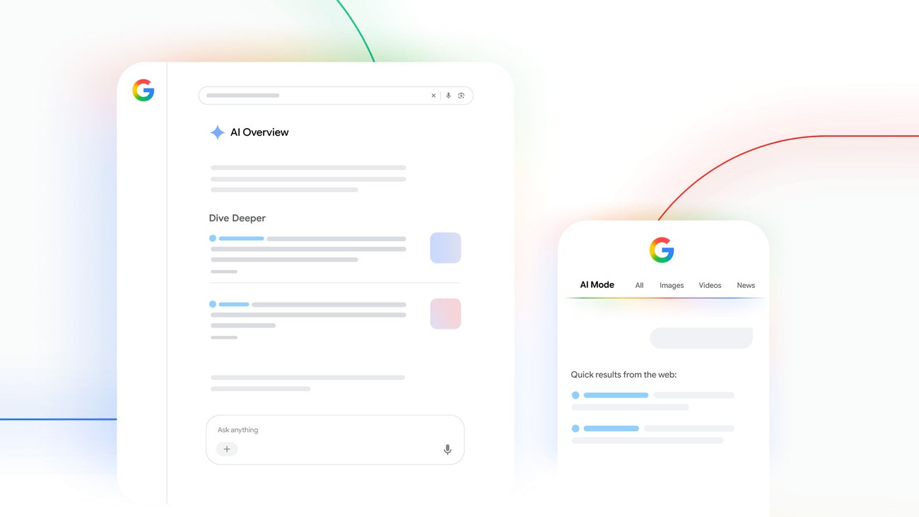 Official Google visual accompanying its update to AI Mode and AI Overviews links.